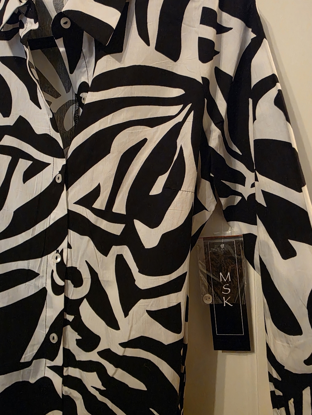 MSK Macy's Abstract Swirl NWT Belted Shirt Dress Medium Ruffle Back - Picture 5 of 8